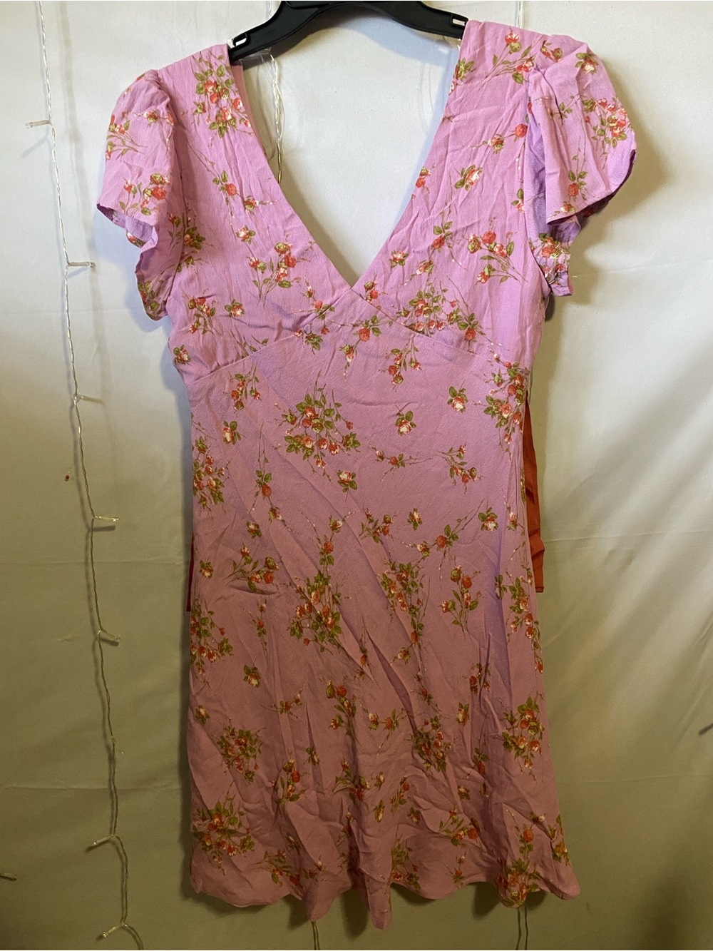 wild fable Pink Floral Midi Dress with V-Neck